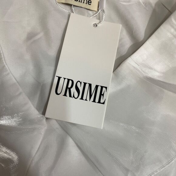 Ursime 3XL Organza Top New w/ Tags Pure White Shimmer Sheer Sleeves‎ Side Zip - Picture 4 of 8